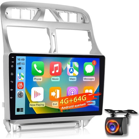 4+64G Android Car Radio for 307 2002-2013, 9 Inch IPS Touch Screen 1280 x 720 with Wireless CarPlay (1/5)