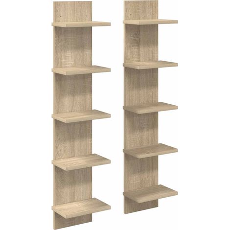 vidaXL Wall Shelf 2 pcs Sonoma Oak 22 x 15 x 100 cm Engineered Wood