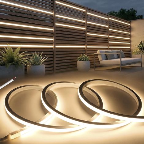 Waterproof Outdoor LED Strip 24 V, 2 m Neon LED Strip Silicone Outdoor Waterproof IP65 Natural White 4000 K Flexible LED Strips Cuttable for Home, Kitchen, Bedroom, Without Transformer (1/5)