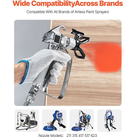 Pistolet pulvérisateur peinture airless 3600 PSI, kit jet haute pression avec 5 buses 211 315 417 517 623, raccord rotatif, filtres, aiguille et brosse nettoyage (1/5)