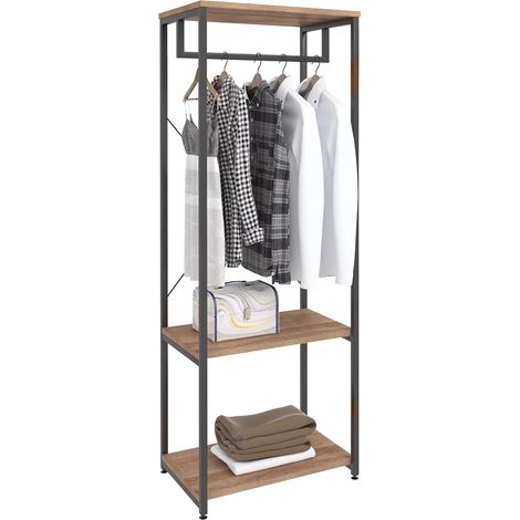 WOLTU Perchero con Ropa con Zapatero Estante Perchero Metal y Madera 60 x 40 x 167 cm B
