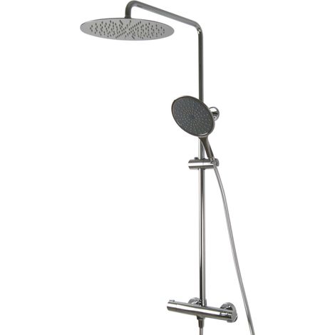 Système de douche à thermostat PaulGurkes avec douche pluie XXL à montage en saillie de 30 cm, incliné