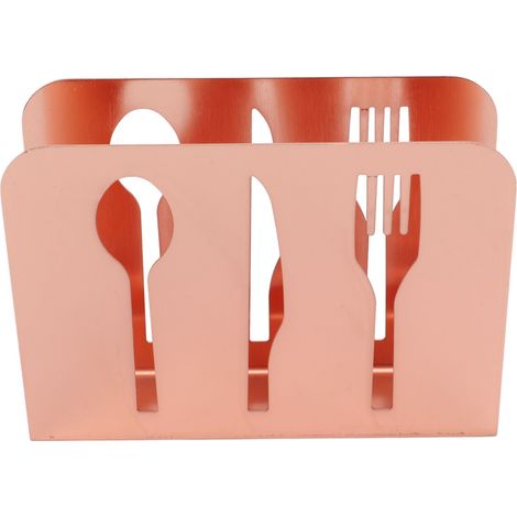 Napkin Holder Knife Fork Cutout Pattern Freestanding Tetragonum Paper Stainless Steel Holder for Kitchen Dining TablesRose Gold (1/5)
