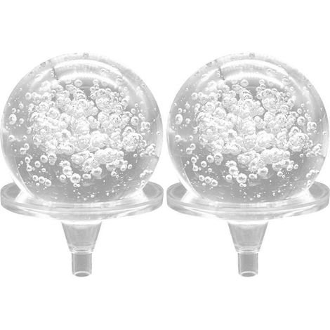 Deux objets décoratifs en forme de boules à bulles avec supports, boules de verre rondes, décorations pour aquarium, décorations sphériques, boules de cristal en plastique, fontaines, décorations pour (1/4)