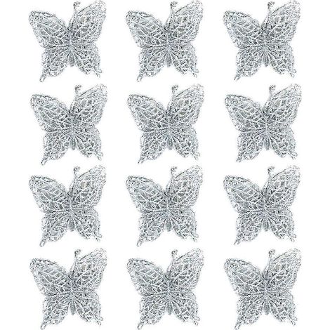 Lot de 12 décorations de Noël créatives à suspendre, en PVC argenté, pour sapin. Adorables pendentifs argentés.-771cm (1/3)