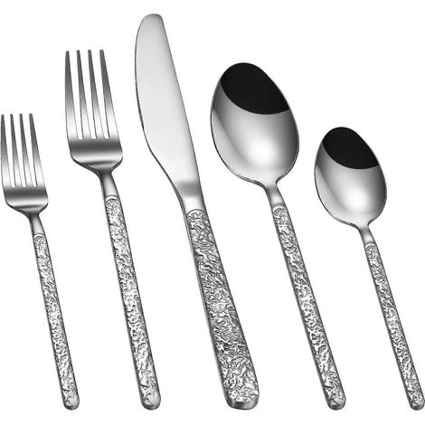 Ensemble de 20 couverts en acier inoxydable durable, indispensables pour les cuisines et les restaurants. (1/5)