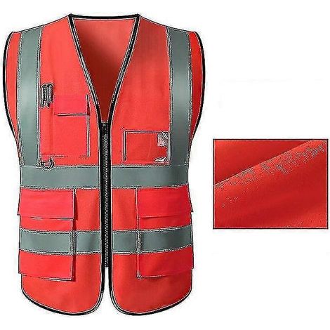 Gilet de sécurité réfléchissant, couleur vive, multipoches, compatible avec les mineurs de charbon, respirant. (1/4)