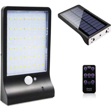 Lampe Solaire Extérieure 48 LED Détecteur de Mouvement Dimmable avec Télécommande sans Fil Lampe Solaire Étanche pour Porte Patio Noire Sans Poteau - RWLumière et éclairage / Éclairage extérieur (1/4)
