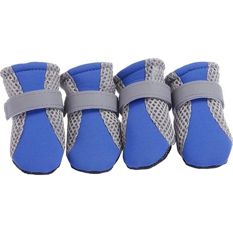 Chaussures pour chien, lot de 4, bottines imperméables en caoutchouc pour chien et chat, chaussures d'automne et d'hiver (bleu, taille S) (1/5)