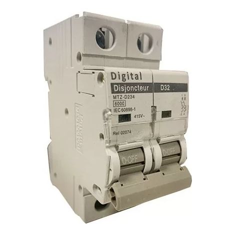 Digital 02074 Disjoncteur 2P 32A 415V courbe D 6kA