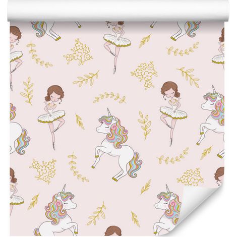 Carta da parati con unicorni e ballerine per soggiorno e camera da letto, 50x1000 cm (1/5)