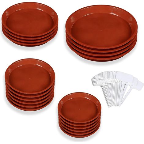 Lot de 20 soucoupes rouges pour pot de fleurs (14/16/20/24 cm), intérieur et extérieur (1/5)