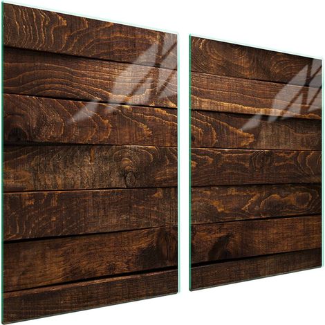 Plaque de protection en verre pour poêle 2x45x52 Bois (1/5)