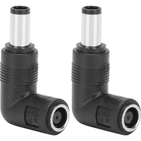2-teiliger schwarzer Adapter (Buchse auf Stecker) für HP/Dell, gerade und abgewinkelt, 7,4 x 5,0 mm (1/5)