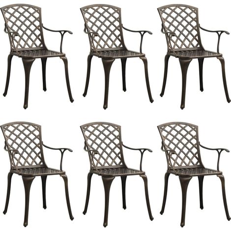 Maison Exclusive - Gartenstühle 6 Stk. Aluminiumguss Bronzen