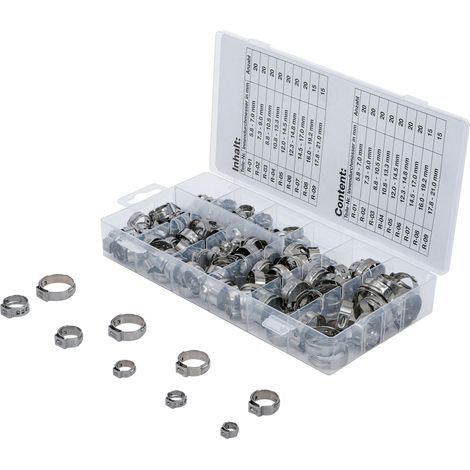 Bgs Surtido de abrazaderas para tubo de acero inoxidable (1/4)