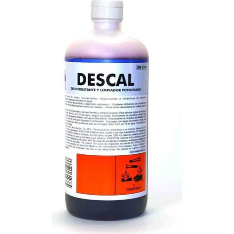 FPLUS desincrustante descal 1 lt , Desincrustante y limpiador de todo tipo de sales insolubles tales como Sulfato cálcico, Carbonato cálcico, hidróxido magnésico, silicatos insolub