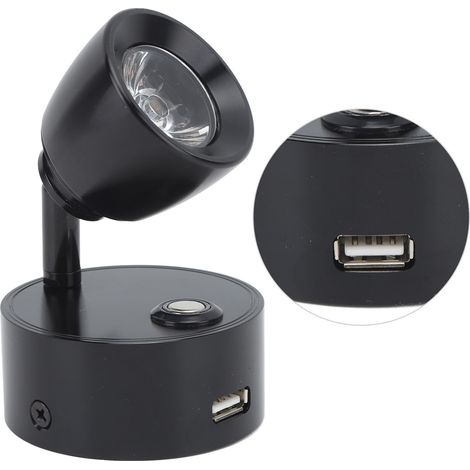 Lampe de lecture LED pour camping-car, lampe de chevet d'intérieur, lampe tactile rechargeable USB pour bateau ou yacht, alimentation CC 12 à 24 V, noire (1/5)