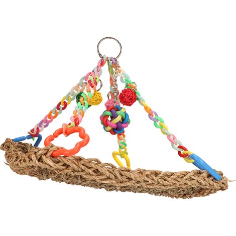 Filet d'escalade pour oiseaux, balançoire colorée, hamac, tapis à mâcher suspendu pour la décoration et le jeu L (1/5)