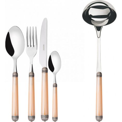 DORICO Ghiera Argento Anticato, Posate Set 49 Pz, Scatola - Colore: Avorio (1/2)