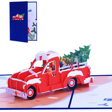 3D-Weihnachtskarten im Pop-up-Stil, Weihnachtsbaum-Autokarten, Festtagskarten aus Papier
