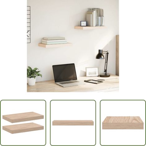 Wandregal Holz - Schweberegale 2 Stk. 40x23,5x4 cm Holzwerkstoff (1/5)
