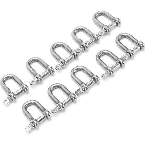 10 manilles droites M5 en acier inoxydable, type D, pour chaîne de gréement, crochet et vis à élingue (1/5)
