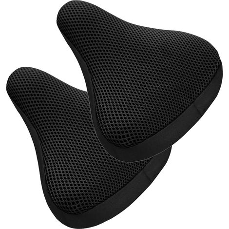 Juego de 2 fundas transpirables para sillín de bicicleta - Funda suave para cojín de sillín de bicicleta - Para hombre y mujer (negro) (1/2)