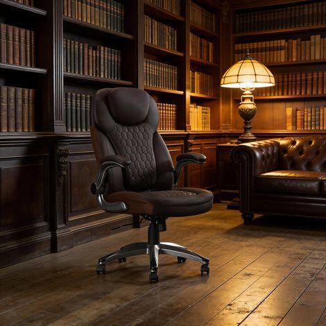 Fauteuil de direction confortable, siège de bureau ergonomique à dossier élevé, chaise de patron premium (réservé aux bureaux) (1/5)