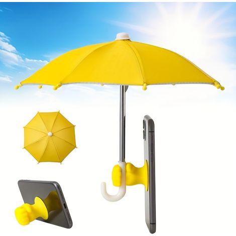 Support de téléphone portable avec support de parapluie, support ajustable en style mini poing avec ventouse, support de téléphone, avec protection UV et fonction parasoleil (1/4)