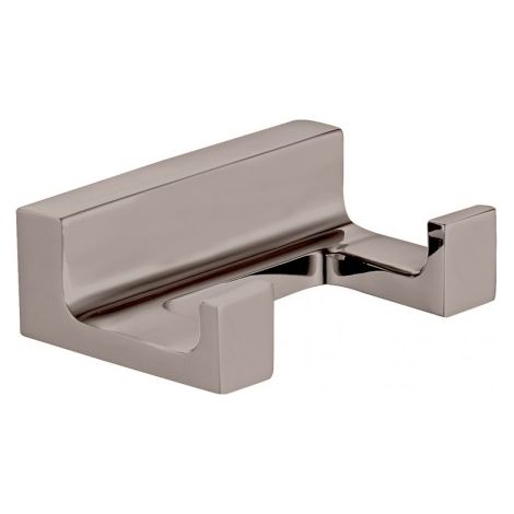 Patère double NIL en laiton métal gris poli 6x4,2x2,1 cm (1/2)