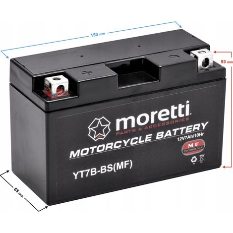 Batteria Moretti AGM Gel MT7B-BS YT7B 12V 6.5Ah 85A per moto (1/3)