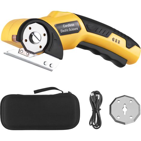 Ciseaux électriques sans fil, coupe-ongles électrique 4 V, ciseaux de couture électriques rechargeables, 2 000 mA, avec verrouillage de sécurité et éclairage LED, adaptés aux tissus, cuir, tapis, cart (1/5)