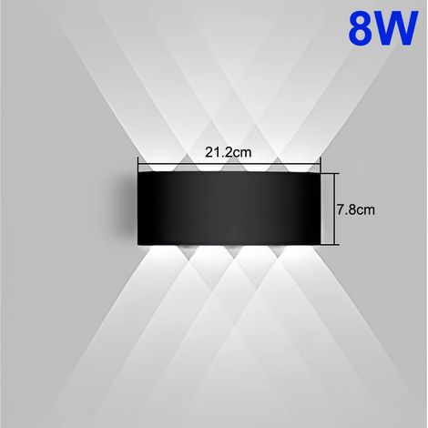 Applique murale LED (6500K - noir 8W) étanche, éclairage extérieur orientable vers le haut et vers le bas, lampe de chevet décorative. (1/5)