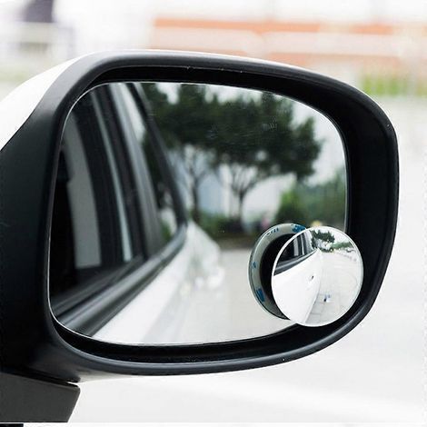 rétroviseurs de voiture grand angle 360° avec zone morte, miroir convexe rond, rétroviseur d'angle mort latéral sans monture et réglable (1/4)