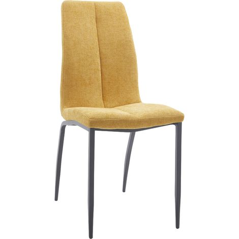 Home Heavenly® - Pack 4 sillas comedor tapizadas Ingrid, con respaldo alto y detalle lineal. Asiento ergonómico Patas de color n Color: Mostaza (1/5)