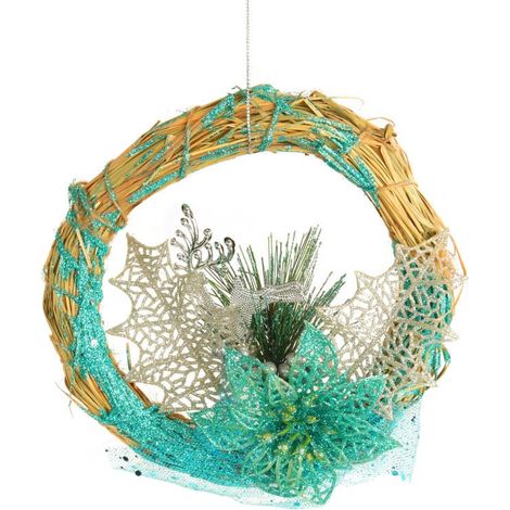 Corona colgante turquesa - Decoración navideña (1/5)
