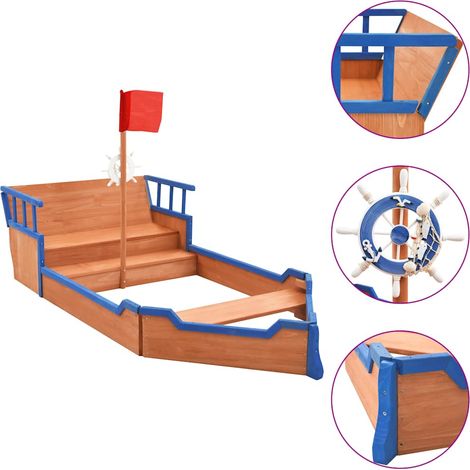 Sandkasten Piratenschiff Tannenholz 190x94,5x101 cm vidaXL (1/5)