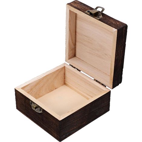 Vintage-Schmuckkästchen aus braunem Holz mit Deckel, leicht und tragbar, zur Aufbewahrung von Schmuck auf dem Tisch (1/5)
