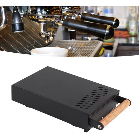 Machine à café italienne avec bac à marc assorti, poignée en bois, bac à marc de type tiroir, bac à marc en acier inoxydable épais, noire. (1/5)