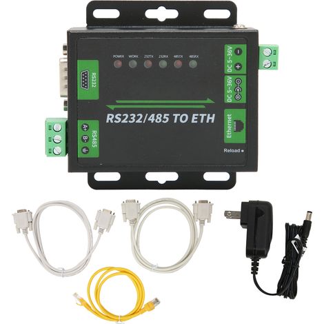 Convertisseur RS232/RS485 vers Ethernet, double port série, haute vitesse, faible consommation, haute stabilité, accessoire informatique, prise US 100V-240V. (1/5)