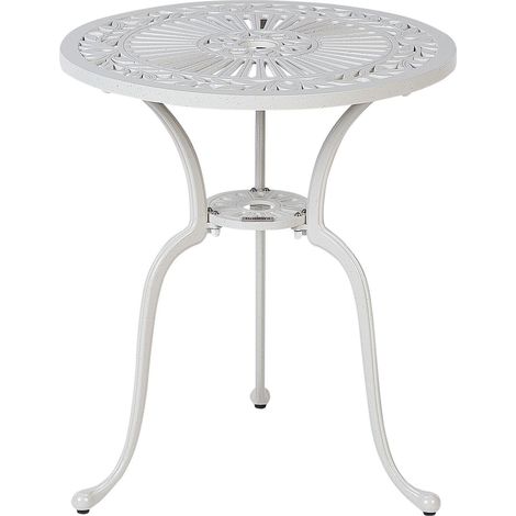 Tavolo da pranzo vintage per esterni in alluminio bianco sporco rotondo ø 61 cm Dascio
