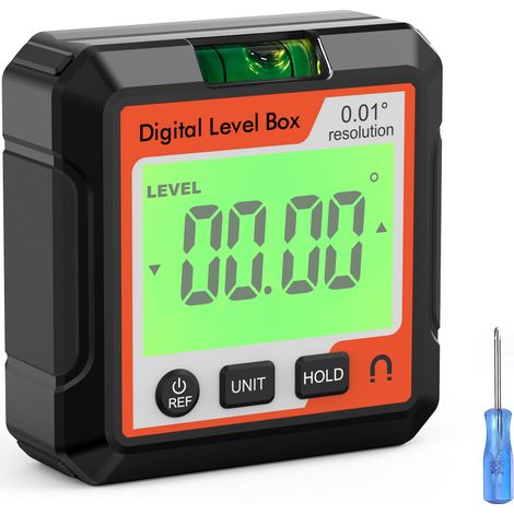 Nannigr Inclinomètre Numérique Rapporteur, 3 en 1 Jauge d'Angle Base Aimant Rainure V Rétroéclairé LCD Inclinomètre Jauge Biseau avec à bulle Pour Menuiserie, Bâtiment, Automobile, Maçonnerie