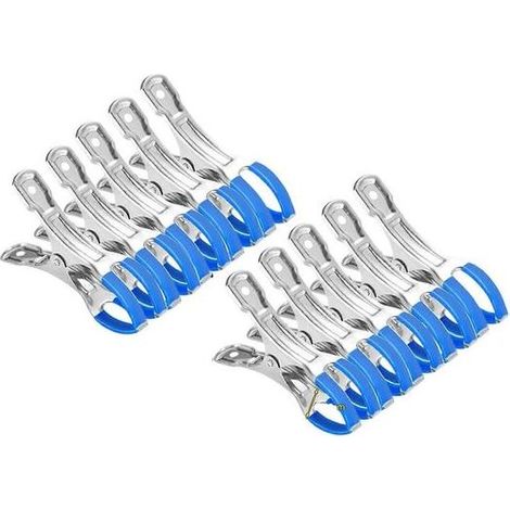 Lot de 10 pinces à ressort pour bâche de piscine, avec poignées en plastique, résistantes au vent, usage extérieur, bleu et durable (1/5)