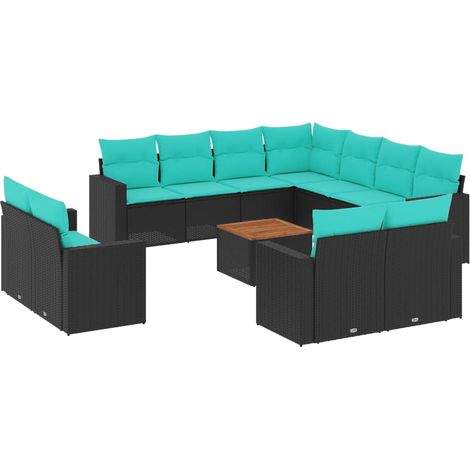 Maison Exclusive - Set Divani da Giardino 12pz con Cuscini Nero in Polyrattan (1/5)