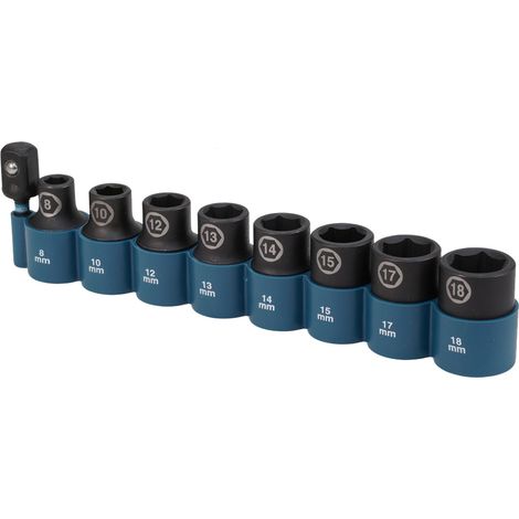 Makita E-16645 Douilles à chocs 9 pièces 1/2" Impact Black