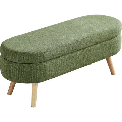 Banco de almacenamiento de 110 cm con tapizado de chenilla verde y estructura de MDF (1/5)