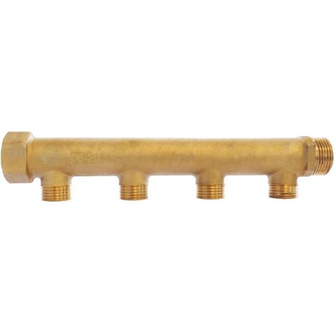Somatherm For You – Collecteur laiton 4 départs Mâle 15/21 – Entrée Femelle 20/27 – Sortie Mâle 20/27 – Entraxe 50mm – Pression 10 bar – Température max 90°C (1/3)