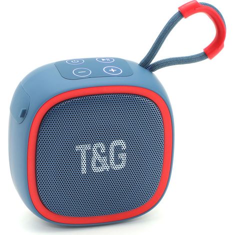 TG659 MINI Enceinte Bluetooth sans fil portable avec caisson de basses, audio stéréo pour le sport en extérieur, compatible carte TF et radio FM pour voiture - Bleu (1/4)
