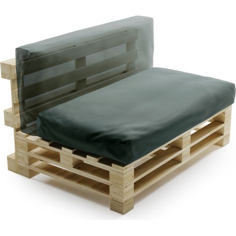 Coussin Palette Déhoussable Imperméable - 120x60 cm Gris foncé Bananair Fabriqué en France